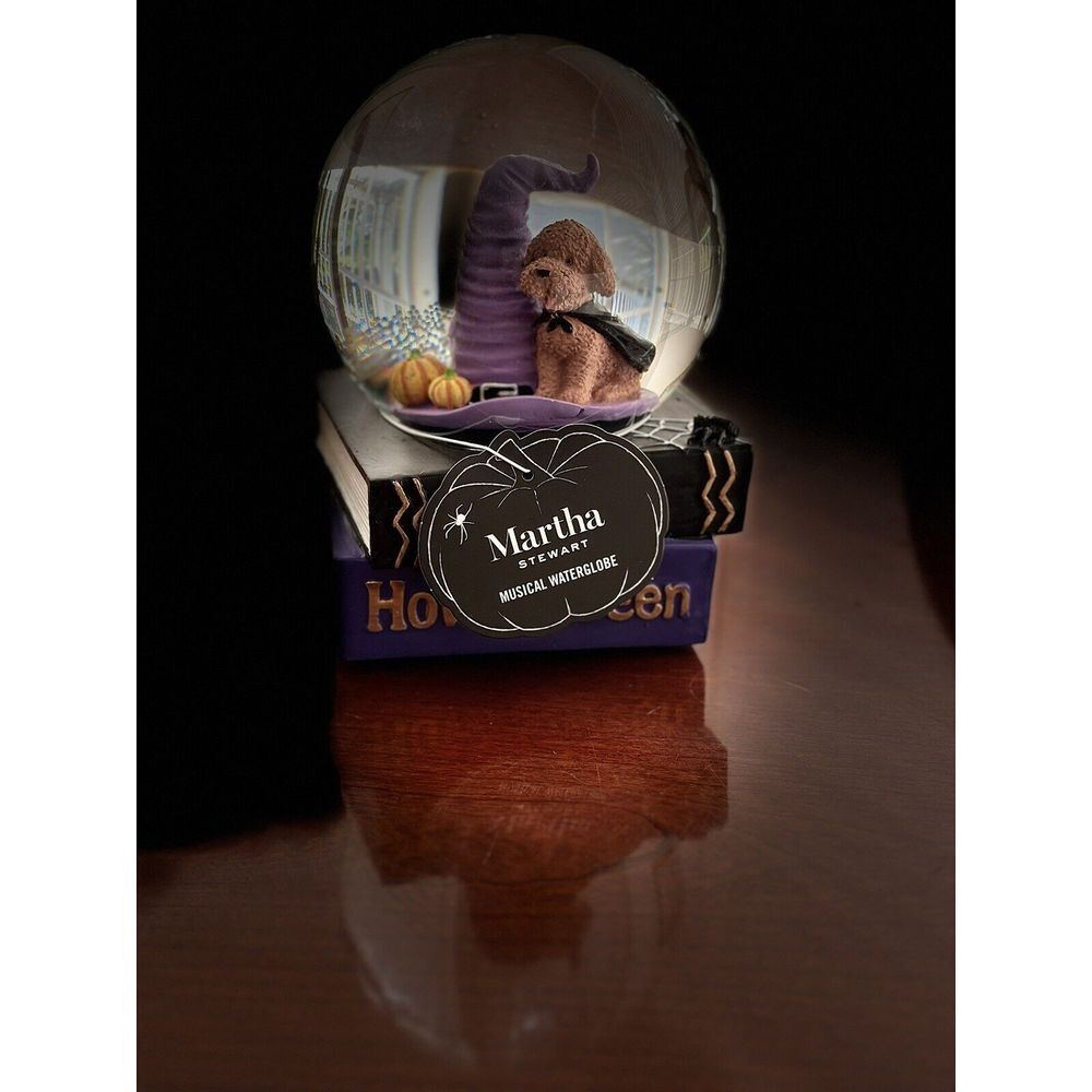 Martha Stewart Halloween‎ 12" Crystal Musical DogGlobe Pumpkin NEW Selling FAST! - Picture 3 of 8